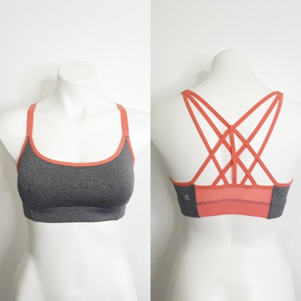 Champion Grey Orange Medium Impact Sports Bra EUC sz S
